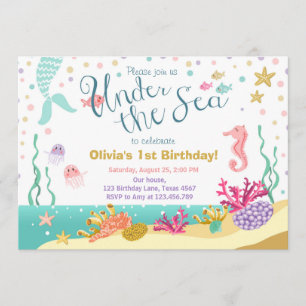 Under the Sea Birthday Invitation Mermaid Purple