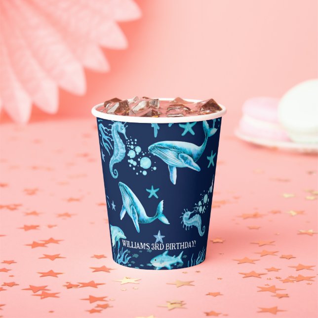 Under the Sea birthday invitation, ocean boy  Paper Cups (Insitu)