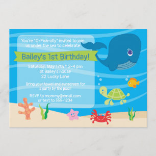 Under the Sea Birthday Invitation Whale