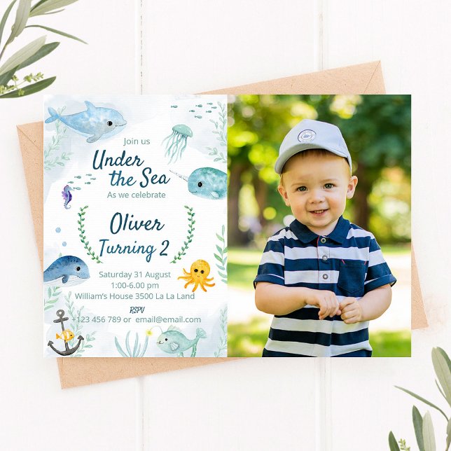 Under the Sea Birthday Invitation with Photo (Creator Uploaded)