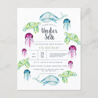 Under The Sea Birthday | Ocean Animals Watercolor Invitation