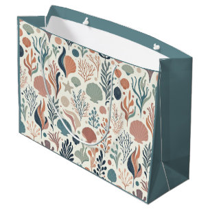 Under the Sea Birthday, Ocean Whispers Pattern Large Gift Bag