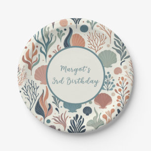Under the Sea Birthday, Ocean Whispers Pattern Paper Plate