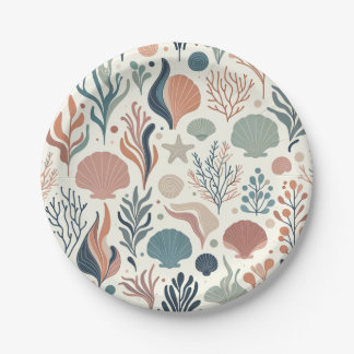Under the Sea Birthday, Ocean Whispers Pattern Paper Plate