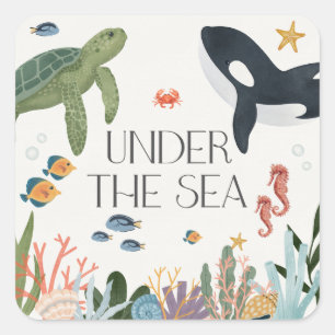 Under The Sea Birthday Party Envelope Favour Square Sticker