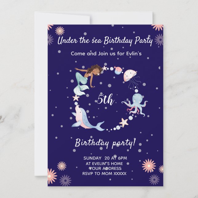 Under the sea birthday party Invitation (Front)
