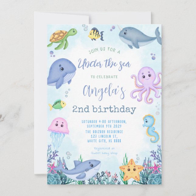 Under the Sea Birthday Party Invitation (Front)