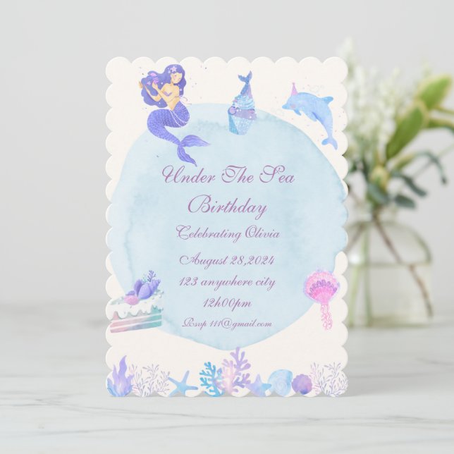 UNDER THE SEA BIRTHDAY PARTY INVITATION (Standing Front)