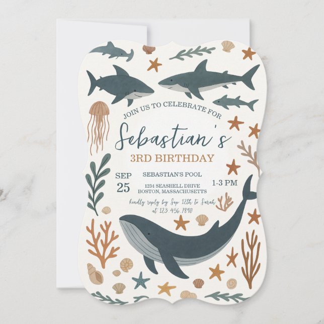 Under the Sea Birthday Party Invitation (Front)