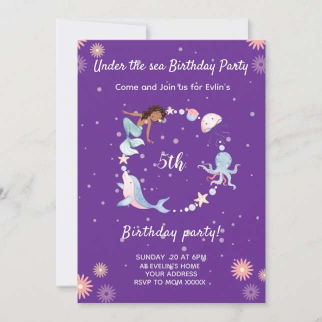 Under the sea birthday party Invitation (Front)