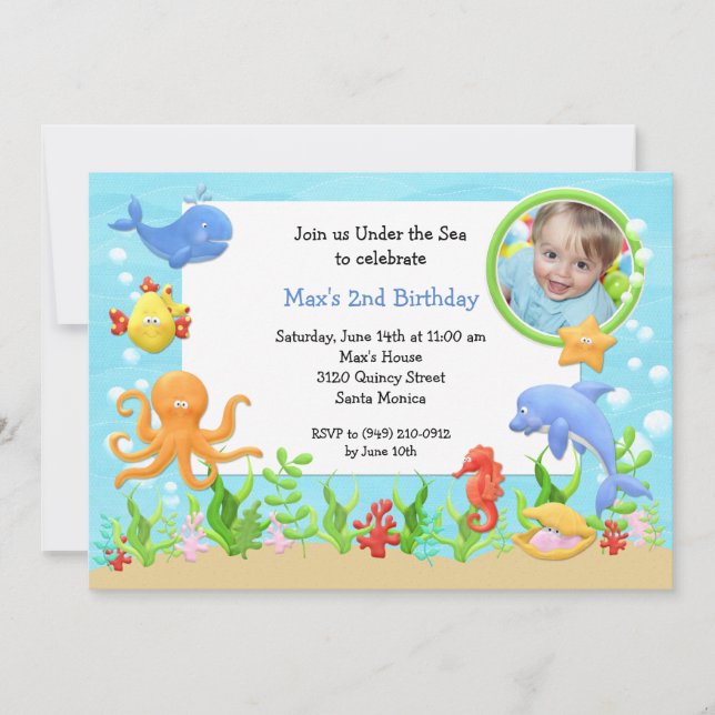 Under the Sea Birthday Party Invitation (Front)