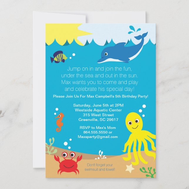 Under the Sea Birthday Party Invitation (Front)