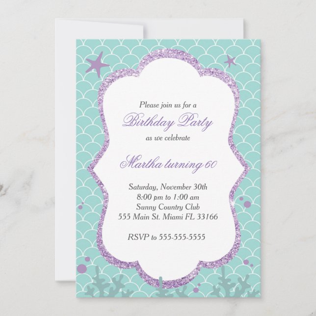 Under The Sea Birthday Party Invitation Blue Teal (Front)