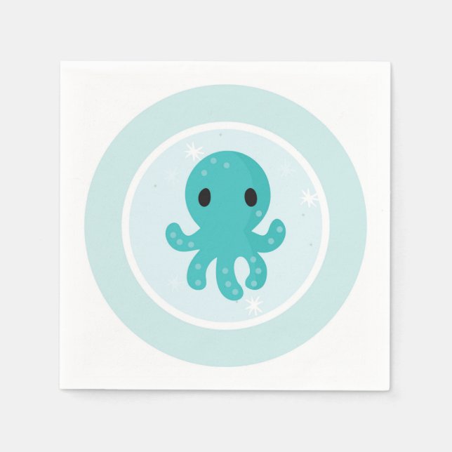 Under the Sea Birthday Party Octopus Napkin (Front)