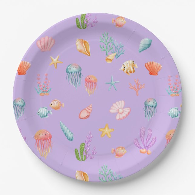 Under The Sea Birthday Party Paper Plate (Front)