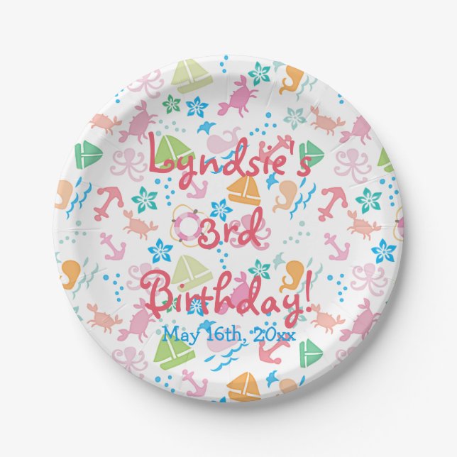 Under The Sea Birthday Party Paper Plate (Front)