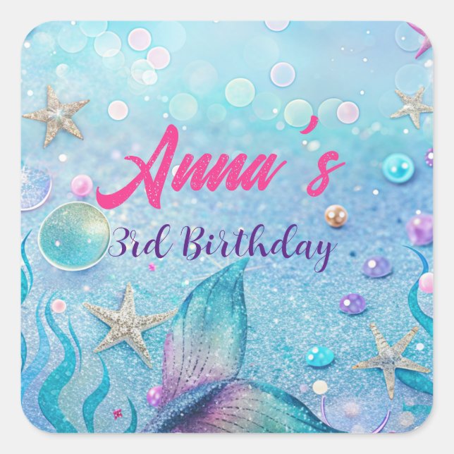 Under the Sea Birthday Party  Square Sticker (Front)