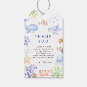 Under the sea birthday party thank you gift tags