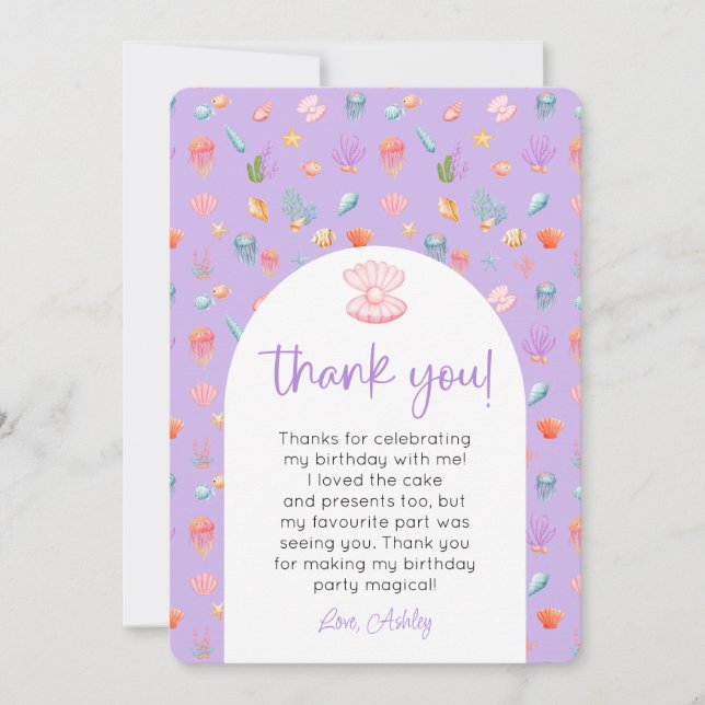 Under The Sea Birthday Photo Thank You Invitation (Front)