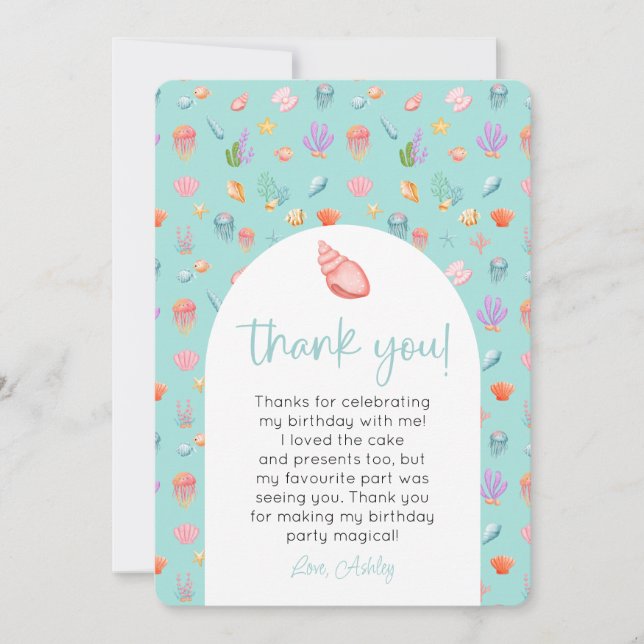 Under The Sea Birthday Photo Thank You Invitation (Front)