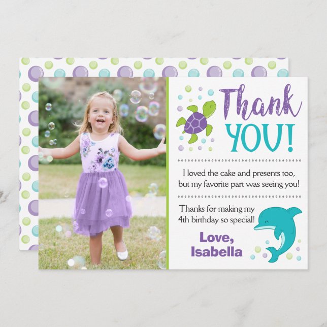 Under the Sea Birthday Thank You Card (Front/Back)