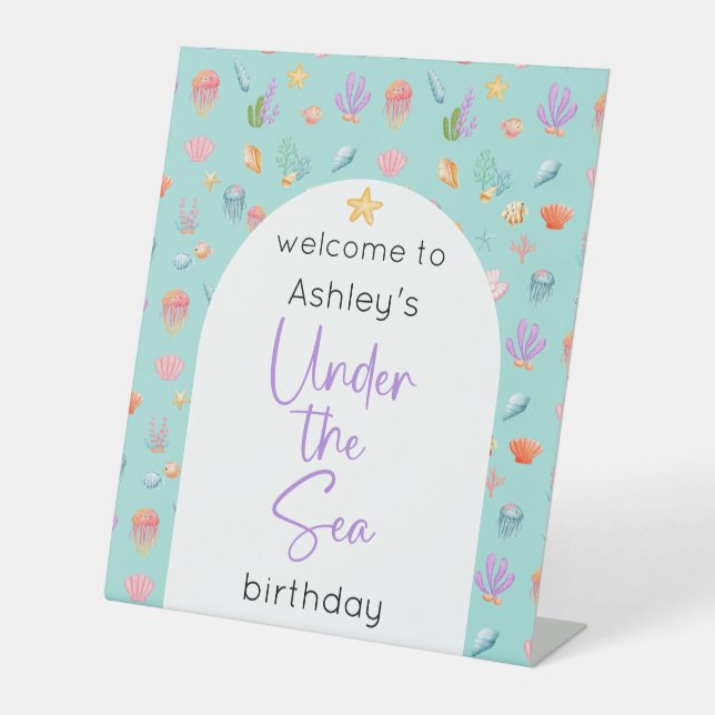 Under The Sea Birthday Welcome Pedestal Sign (Front)