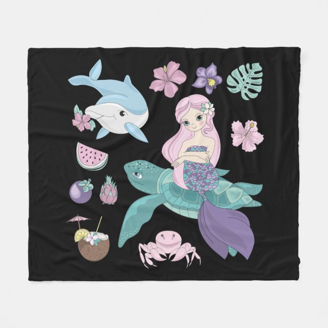 "Under the sea" blanket for girls. (Front (Horizontal))