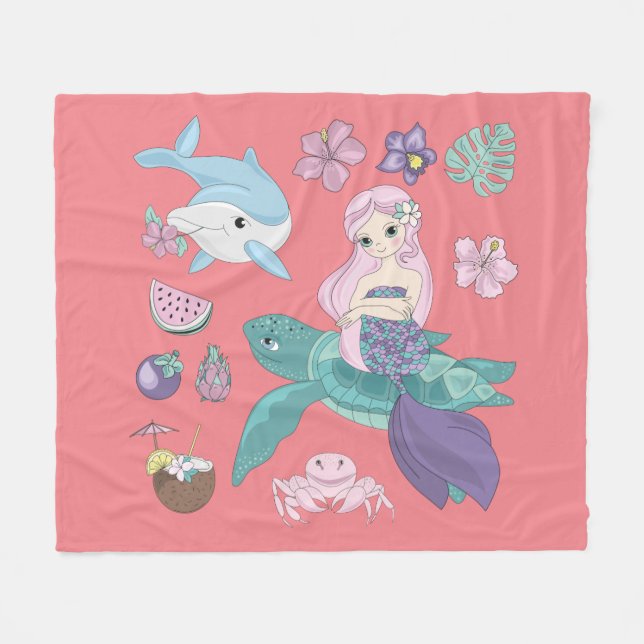 "Under the sea" blanket for girls. (Front (Horizontal))