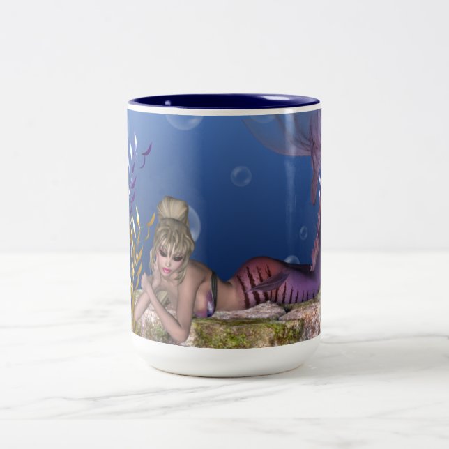 Under the Sea Blonde Mermaid Fantasy Mug (Center)