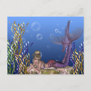 Under the Sea Blonde Mermaid Fantasy Postcards