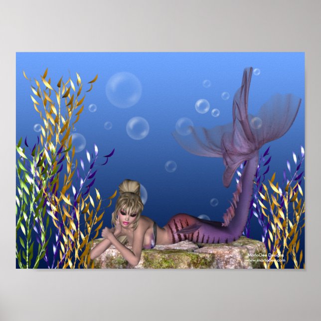 Under the Sea Blonde Mermaid Fantasy Print (Front)