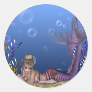 Under the Sea Blonde Mermaid Fantasy Stickers