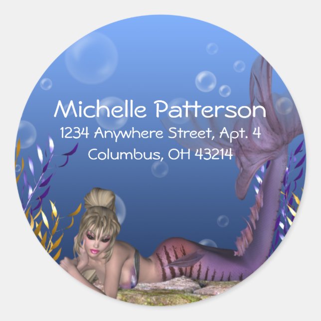 Under the Sea Blonde Mermaid Return Address Labels (Front)