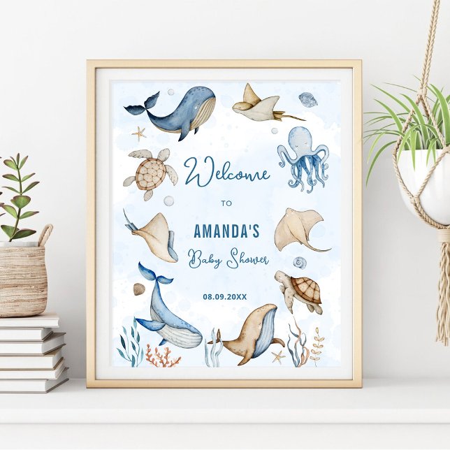 Under The Sea Blue Baby Shower Welcome  Poster (Creator Uploaded)
