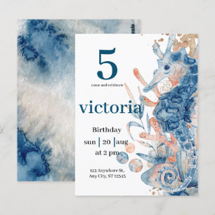 Under the sea Blue Beach Whale babyShower Postcard