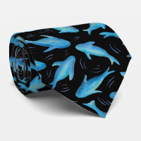 Under the Sea Blue Black Shark Fish Pattern
