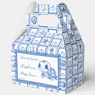 Under the sea blue cute turtle baby shower favour box