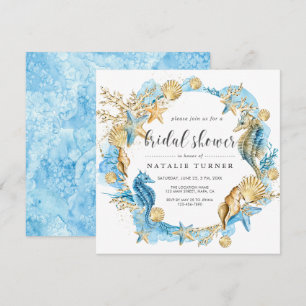 Under the Sea Blue & Gold Bridal Shower Invitation