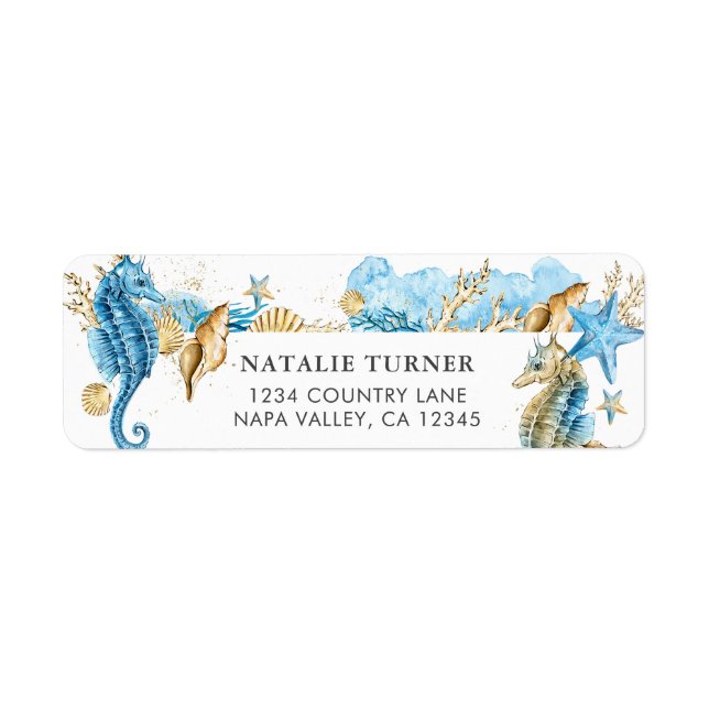 Under the Sea Blue Gold Return Address (Front)