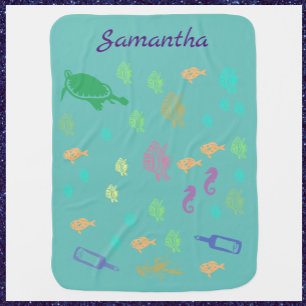 Under the Sea Blue Green Baby Blanket