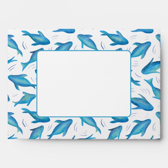 Under the Sea Blue Shark Fish pattern Envelope (Front)