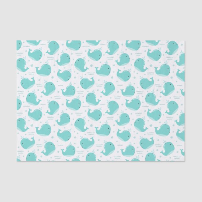 Under the Sea Blue Whales Swimming and Having Fun Tissue Paper (Front)
