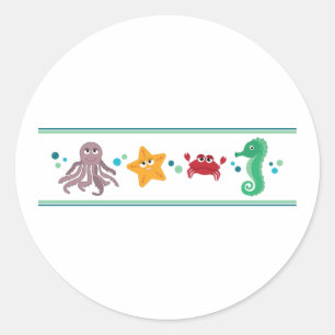 Under The Sea Border Classic Round Sticker