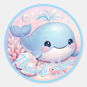 Under the Sea Boy Baby Shower Blue Ocean  Classic Round Sticker