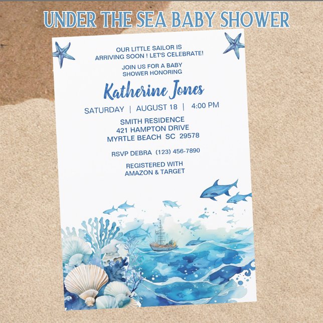 Under the Sea Boy Baby Shower   Invitation (Creator Uploaded)