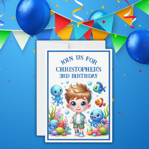 Under the Sea Boy Birthday   Invitation