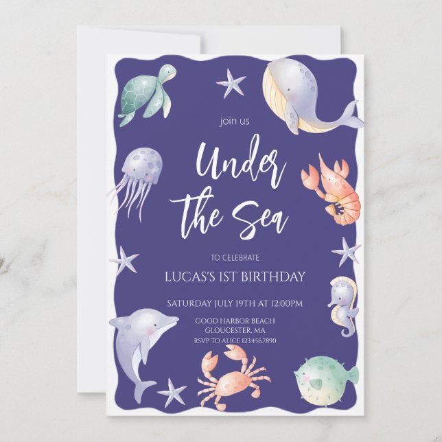 Under the Sea  Boy Birthday Party Invitation (Front)
