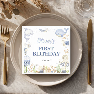 Under the Sea Boy Ocean Animals Kids Birthday Napkin