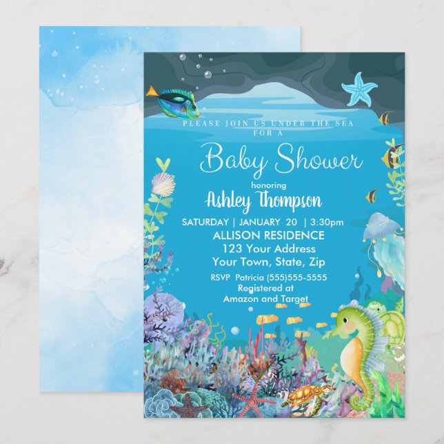 Under the Sea Boys Baby Shower Invitation (Front/Back)