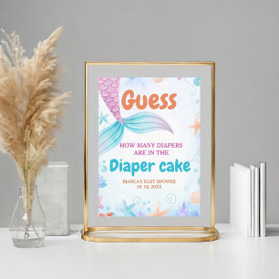 Under the sea cake guessing Baby Shower Game Sign 